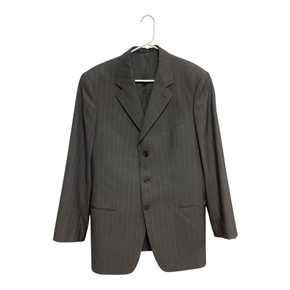 Armani Collezioni Italy Grey Pin Stripe Blazer Jacket 90% Wool Size 42